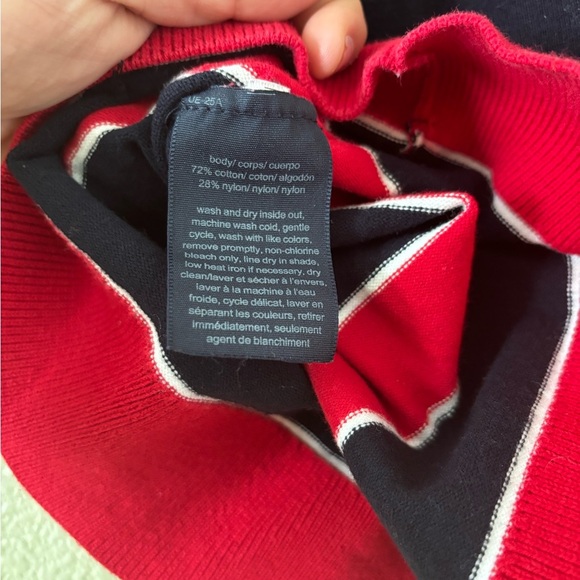 Tommy Hilfiger Women’s Turtleneck Striped Blue/Red Pretty Sweater- Size Medium - Picture 6 of 6